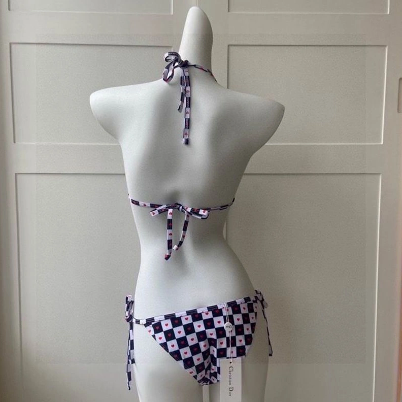 SportInspired 4389 Christian Dior Bikini Women Dioramour D-Chess Heart Motif Lycra Black White