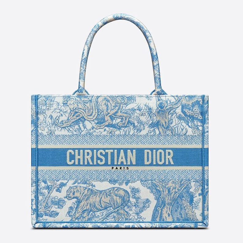 SportInspired 6030 Dior Book Tote In Toile De Jouy Motif Canvas Light Blue