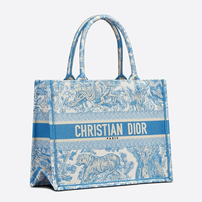 SportInspired 6030 Dior Book Tote In Toile De Jouy Motif Canvas Light Blue