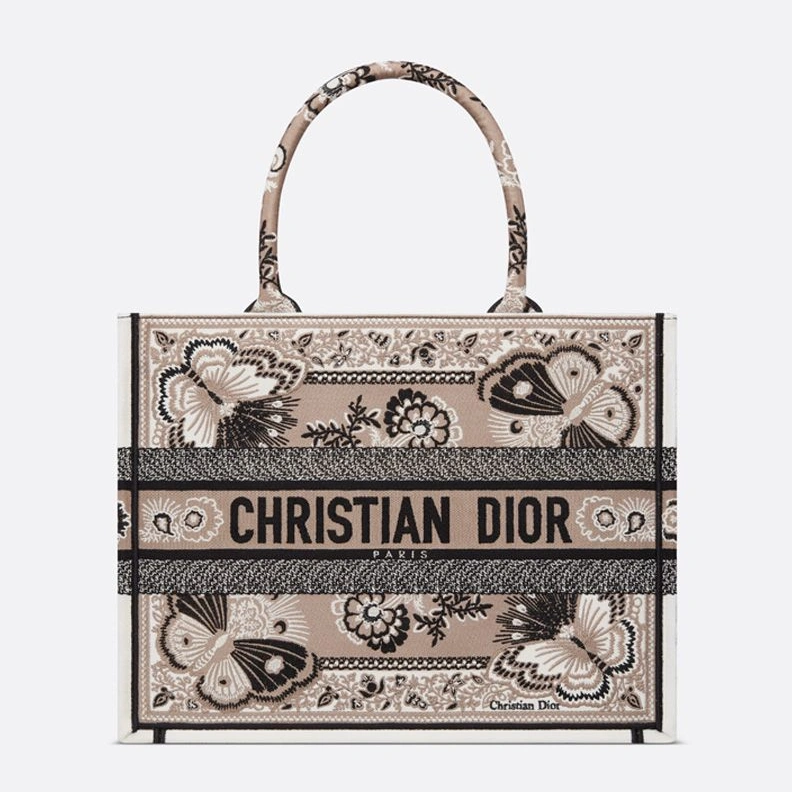 SportInspired 6280 Dior Book Tote In Butterfly Bandana Motif Canvas Beige