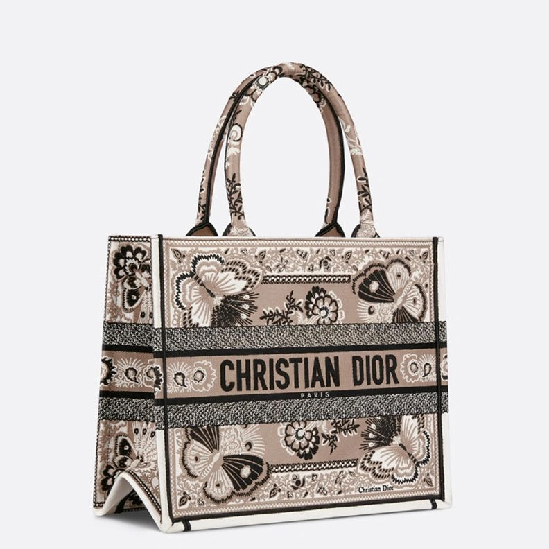 SportInspired 6280 Dior Book Tote In Butterfly Bandana Motif Canvas Beige