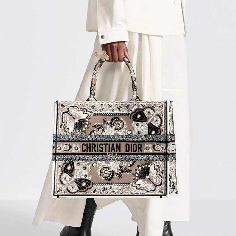 SportInspired 6280 Dior Book Tote In Butterfly Bandana Motif Canvas Beige
