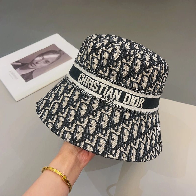 SportInspired 7831 Christian Dior Bucket Hat D-Oblique Motif Cotton Black
