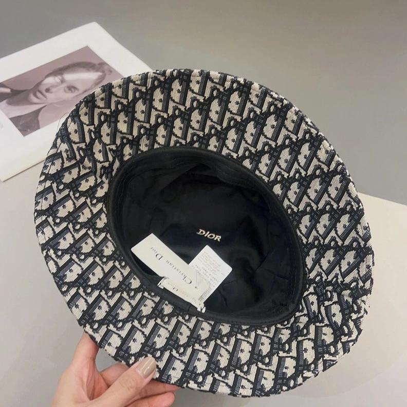 SportInspired 7831 Christian Dior Bucket Hat D-Oblique Motif Cotton Black