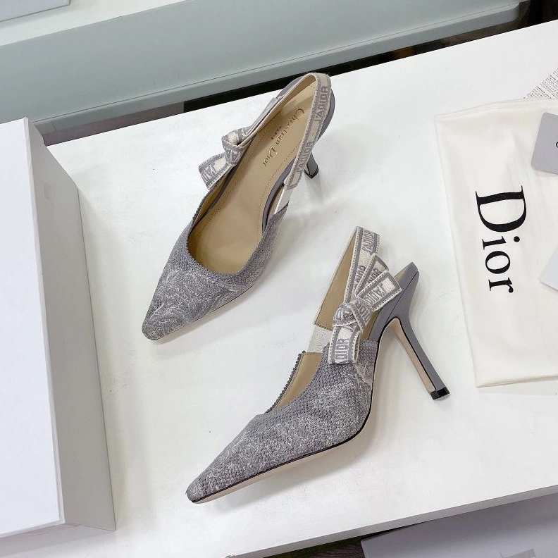 SportInspired 7857 J'Adior Slingback Pumps Women Toile de Jouy Motif Canvas Grey
