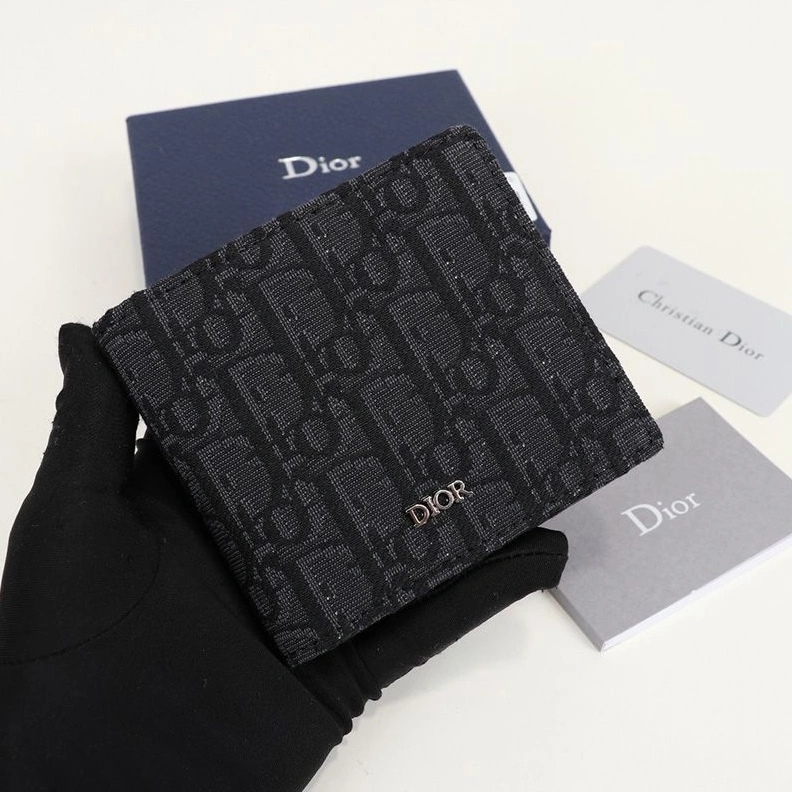 SportInspired 8313 Dior Bi-Fold Wallet Oblique Motif Canvas Black