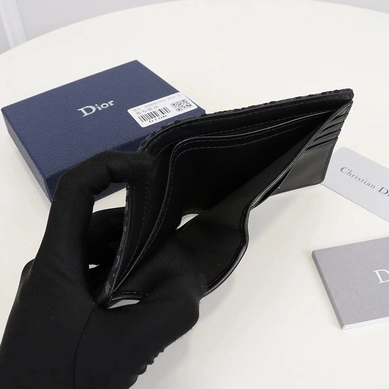 SportInspired 8313 Dior Bi-Fold Wallet Oblique Motif Canvas Black