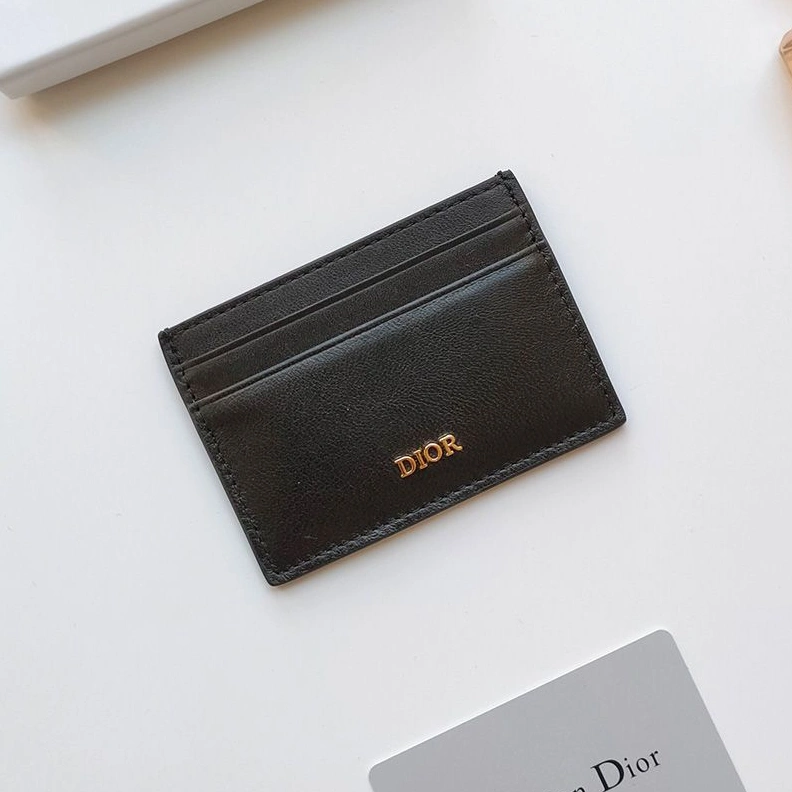 SportInspired 8417 Dior Card Holder Calfskin With DIOR Icon Signature Black