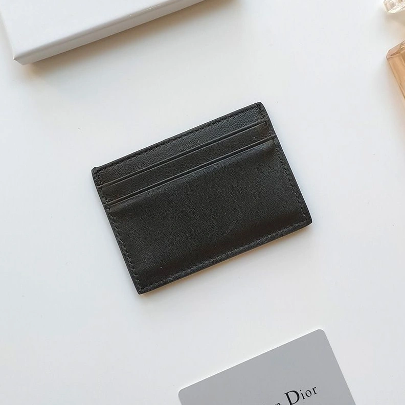 SportInspired 8417 Dior Card Holder Calfskin With DIOR Icon Signature Black