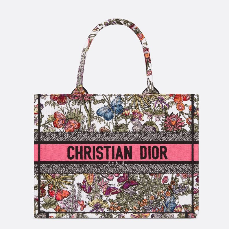 SportInspired 9223 Dior Book Tote Mexico Millefiori Motif Canvas White Pink