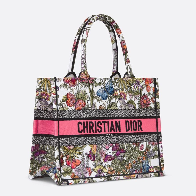 SportInspired 9223 Dior Book Tote Mexico Millefiori Motif Canvas White Pink