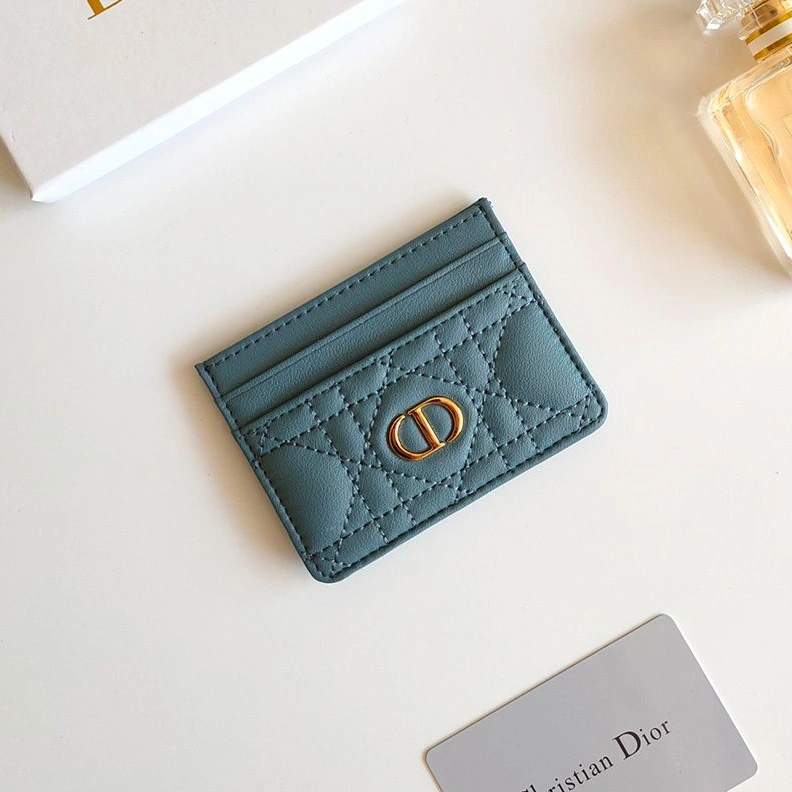 SportInspired 9603 Dior Card Holder Cannage Calfskin Teal