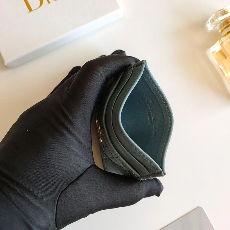 SportInspired 9603 Dior Card Holder Cannage Calfskin Teal