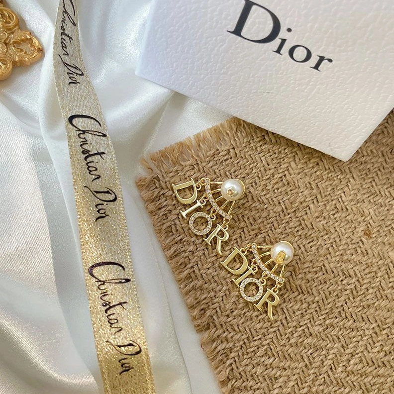 StreetReady 1774 Dior Tribales Earrings Metal, White Crystals And White Resin Pearls Gold