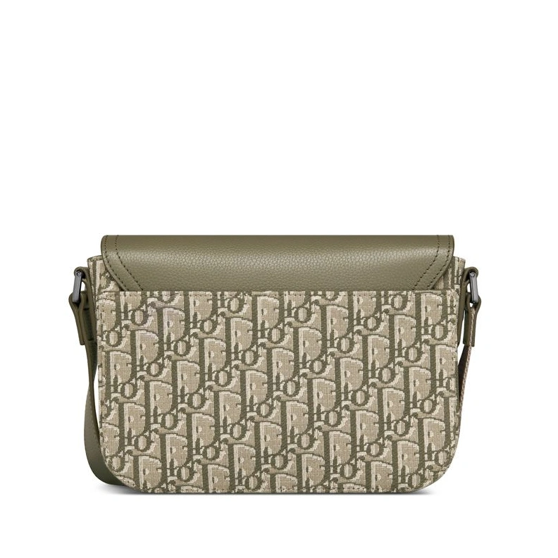 StreetReady 2083 Small Dior Saddle Flap Messenger In Oblique Motif Canvas and Grained Calfskin Olive