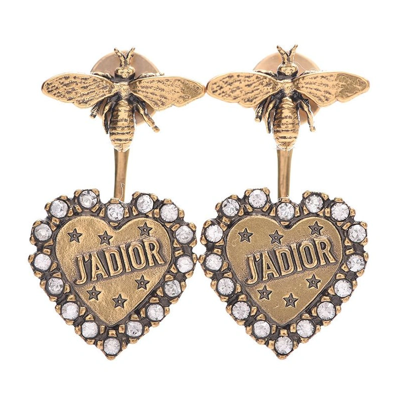 StreetReady 2892 J'Adior Earrings Antique Metal, Bees with Crystals Gold