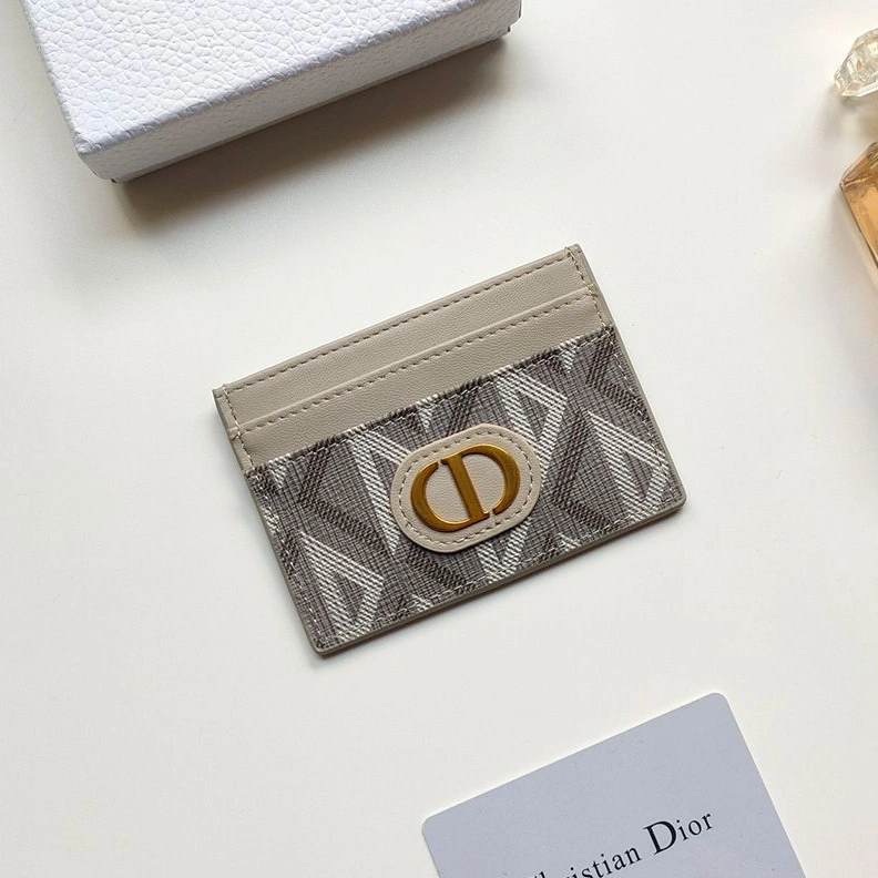 StreetReady 7603 Dior Card Holder CD Diamond Motif Canvas With CD Icon Signature Grey