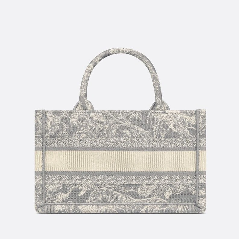 StreetReady 7614 Mini Dior Book Tote with Strap In Toile De Jouy Motif Canvas Grey