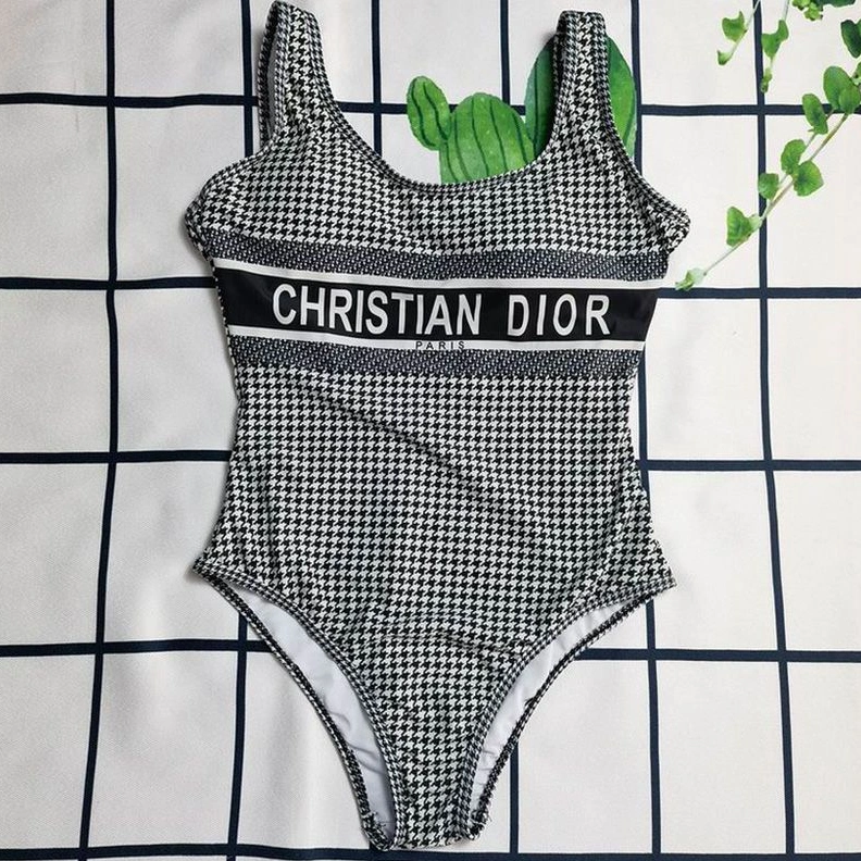 TopPick 1290 Christian Dior Swimsuit Women Micro Houndstooth Motif Lycra Black