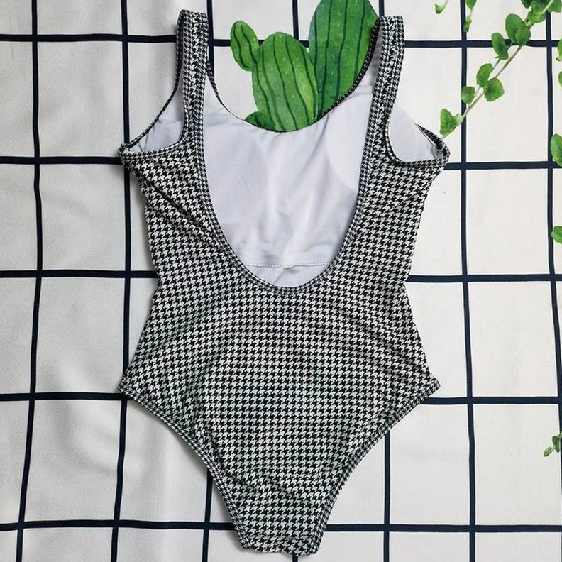 TopPick 1290 Christian Dior Swimsuit Women Micro Houndstooth Motif Lycra Black