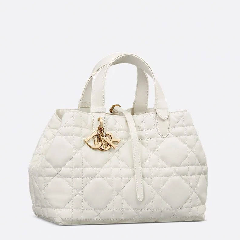 TopPick 1381 Dior Toujours Bag In Macrocannage Calfskin White