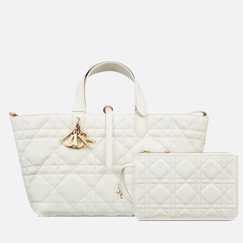 TopPick 1381 Dior Toujours Bag In Macrocannage Calfskin White