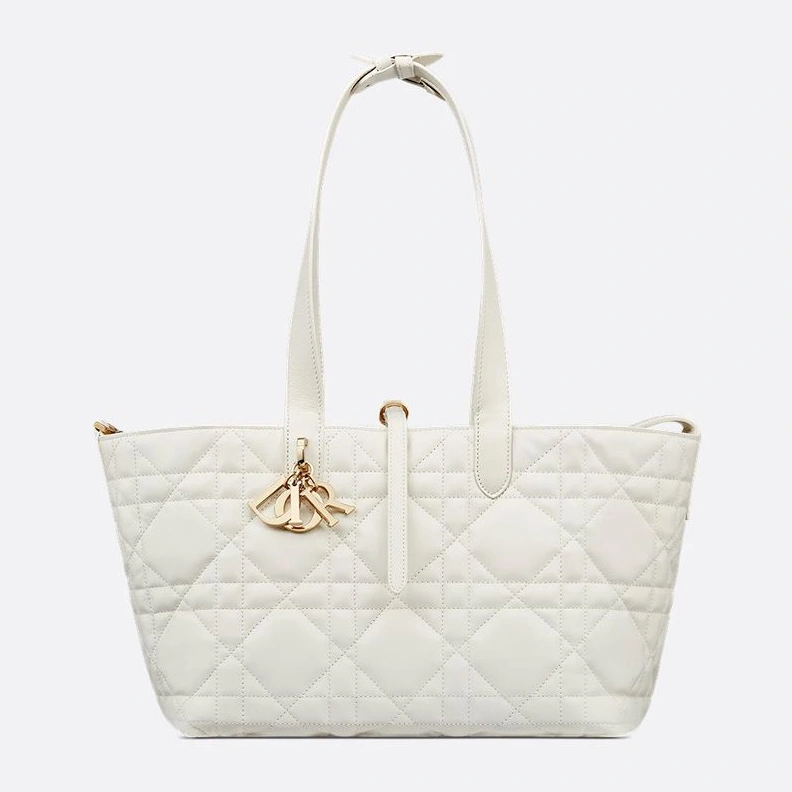 TopPick 1381 Dior Toujours Bag In Macrocannage Calfskin White