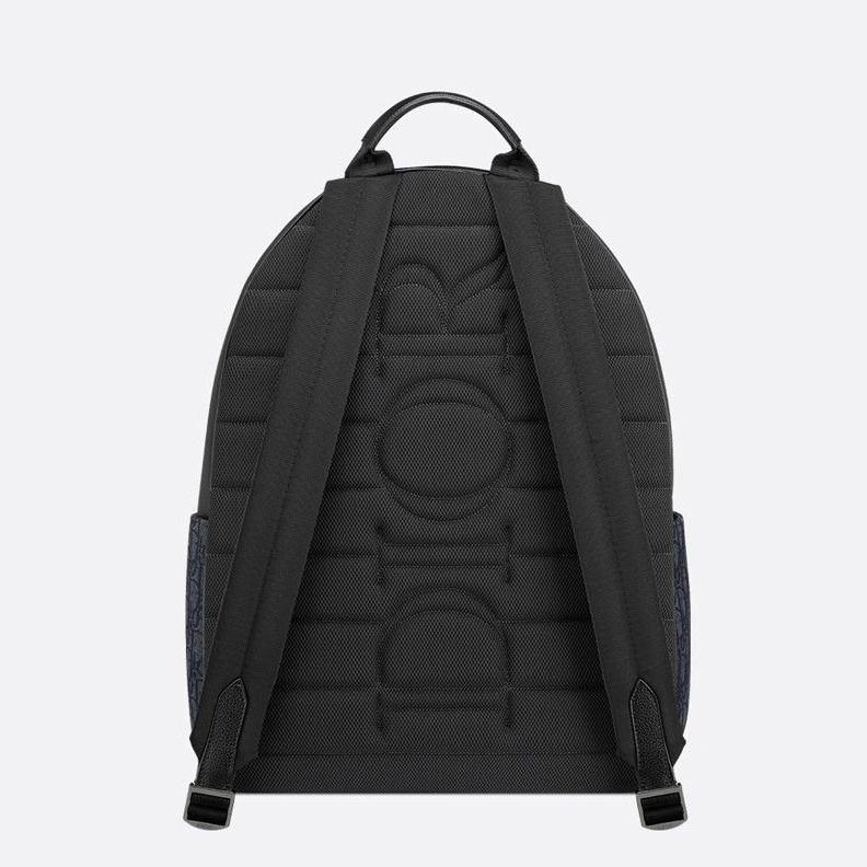 TopPick 1543 Dior Saddle Zip Backpack In Oblique Motif Canvas with Grained Calfskin Black