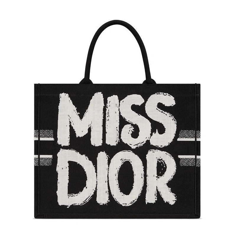 TopPick 210 Dior Book Tote In Miss Dior Graffiti Motif Canvas Black