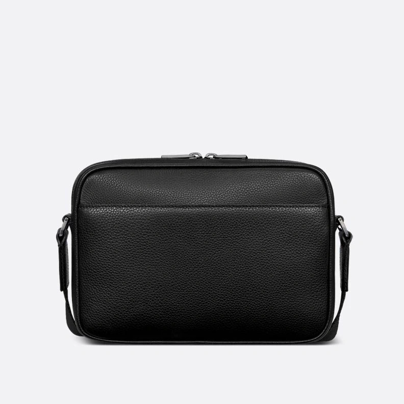TopPick 2583 Small Dior Rider 2.0 Zipped Messenger Bag In Grained Calfskin and Oblique Motif Canvas Black Blue