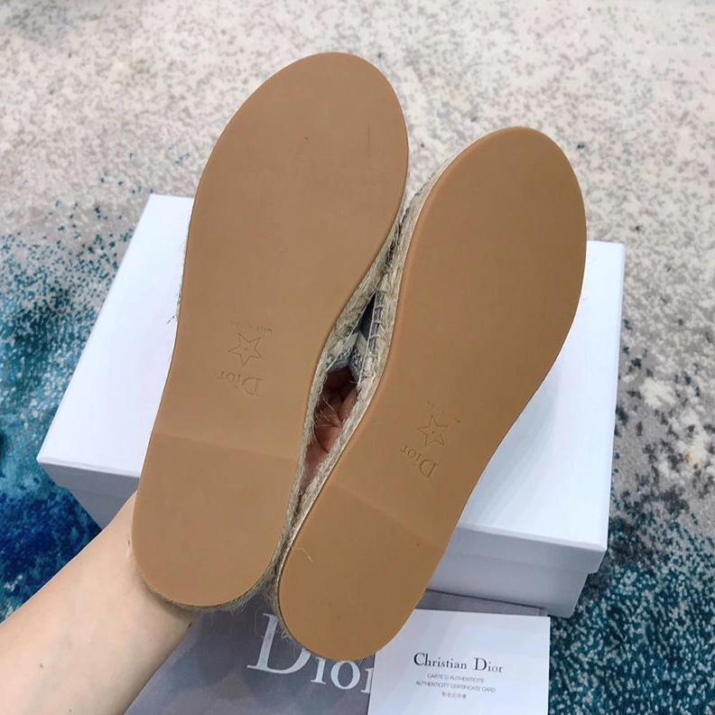TopPick 446 Christian Dior Granville Mules Women Oblique Motif Cotton Grey