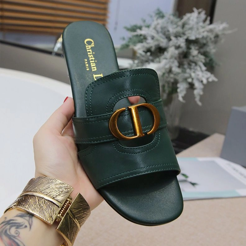 TopPick 5370 Dior 30 Montaigne Slides Women Calfskin Green
