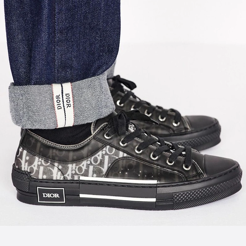 TopPick 5991 Dior B23 Sneakers Unisex Oblique Motif Canvas with Calfskin Black
