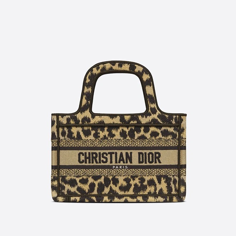TopPick 6021 Mini Dior Book Tote In Mizza Motif Canvas Beige