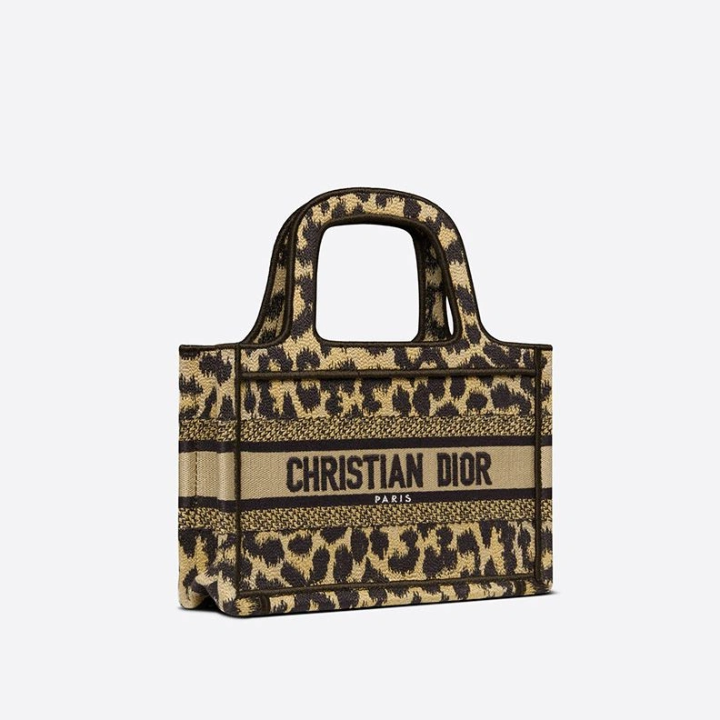 TopPick 6021 Mini Dior Book Tote In Mizza Motif Canvas Beige