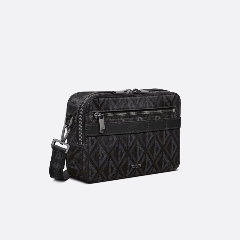 TopPick 7374 Dior Safari Bag with Strap In CD Diamond Motif Canvas Black