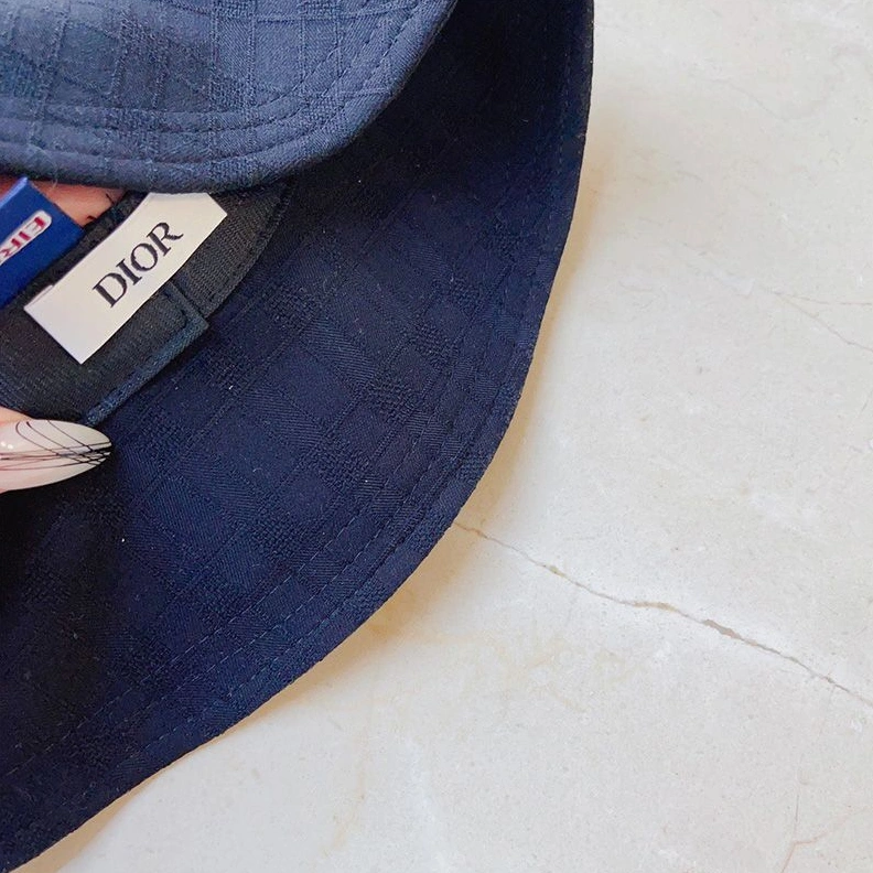 TopPick 8720 Dior Bucket Hat Cannage Motif Cotton Navy Blue