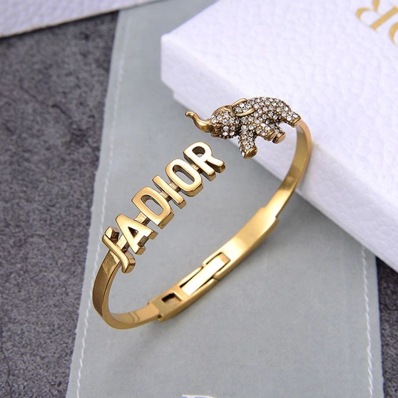 TopPick 8998 J'Adior Cuff Bracelet Antique Metal and White Crystals Gold