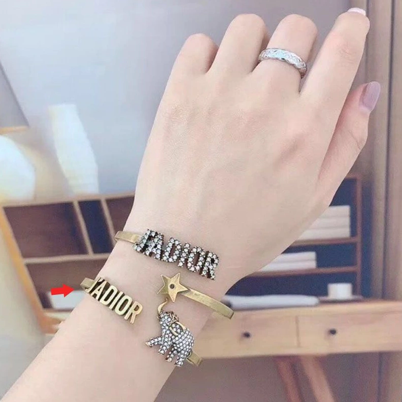 TopPick 8998 J'Adior Cuff Bracelet Antique Metal and White Crystals Gold