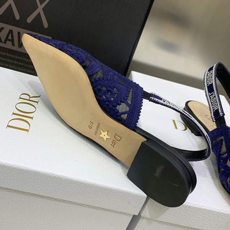 Trendy 2860 J'Adior Slingback Pumps Women D-Lace Motif Macrame Blue