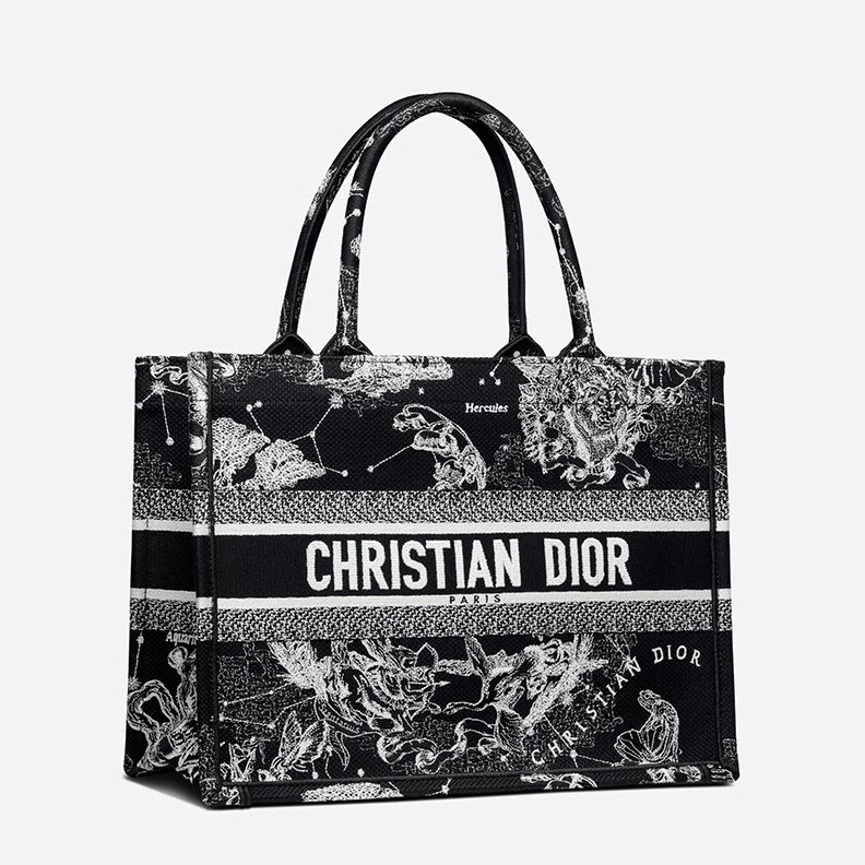Trendy 3397 Dior Book Tote In Toile de Jouy Zodiac Motif Canvas Black