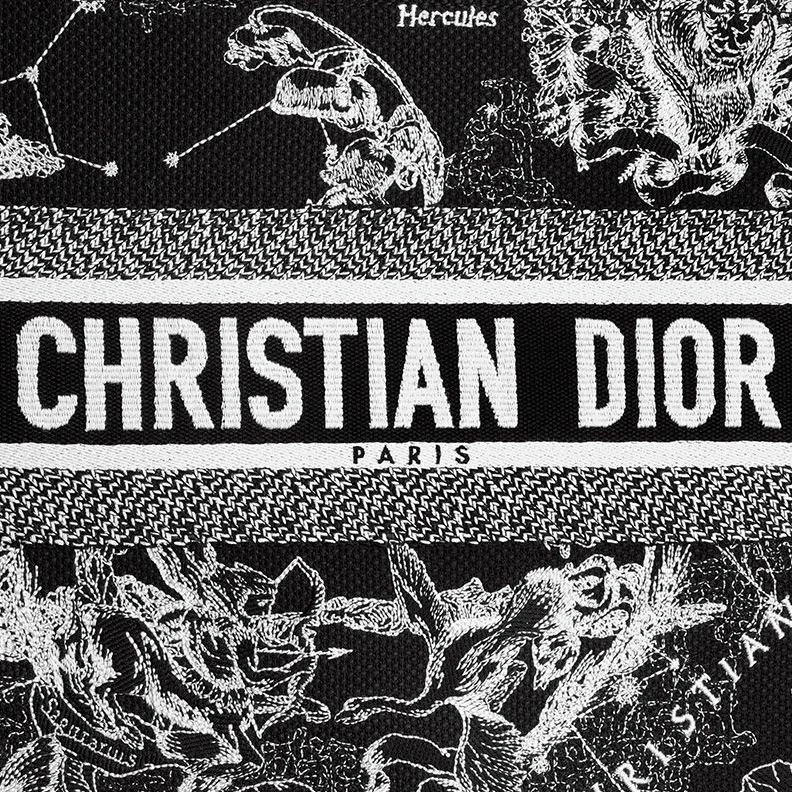 Trendy 3397 Dior Book Tote In Toile de Jouy Zodiac Motif Canvas Black
