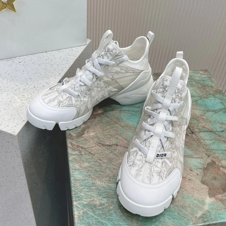 Trendy 3472 Dior D-Connect Sneakers Women Reve d'Infini Motif Technical Fabric White Grey