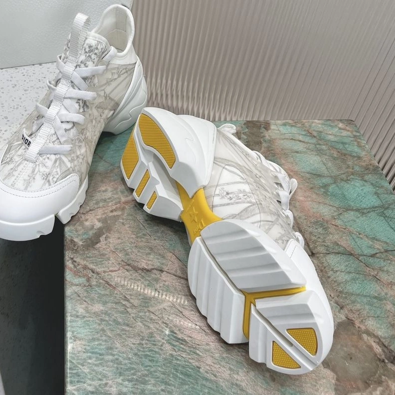 Trendy 3472 Dior D-Connect Sneakers Women Reve d'Infini Motif Technical Fabric White Grey