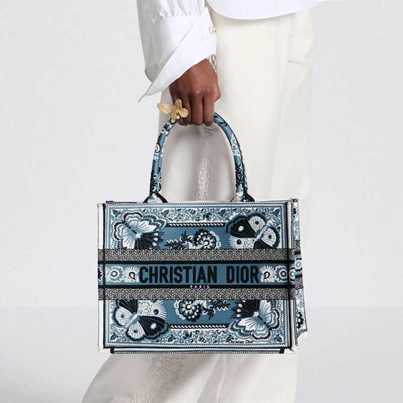 Trendy 400 Dior Book Tote In Butterfly Bandana Motif Canvas Blue Affordable