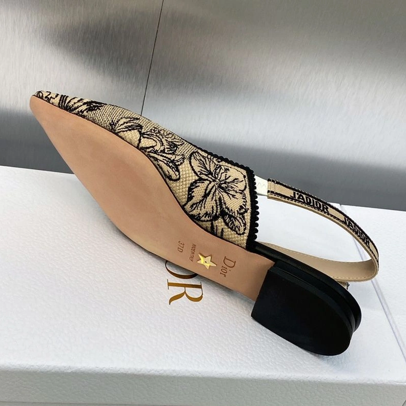 Trendy 4842 J'Adior Slingback Pumps Women Toile de Jouy Voyage Motif Canvas Beige