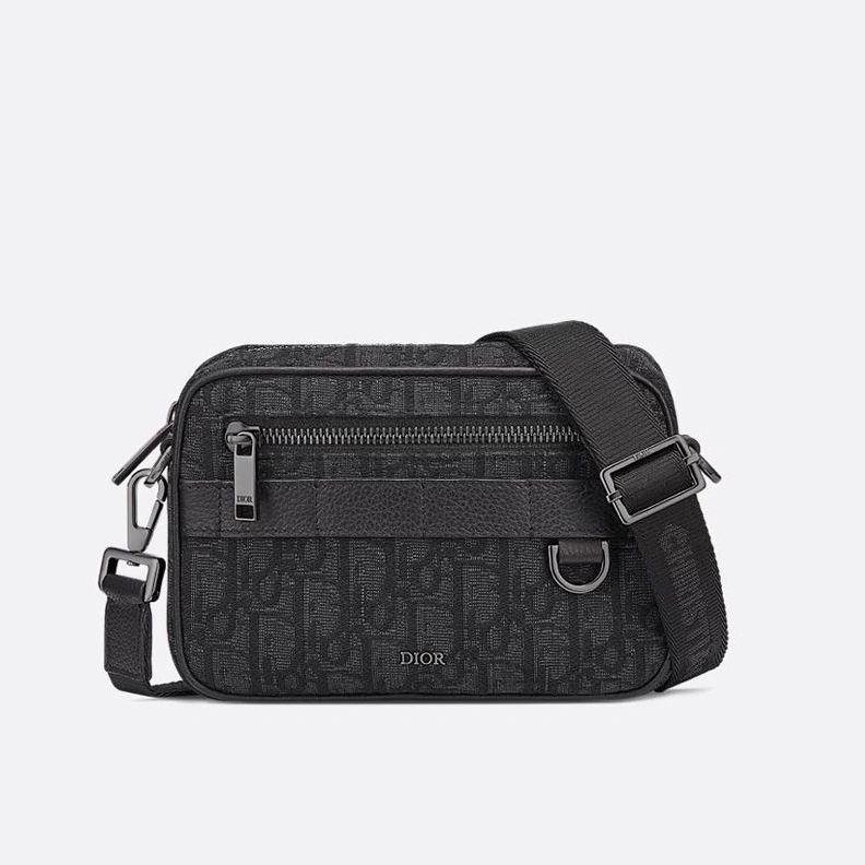 Trendy 4901 Mini Dior Safari Bag with Strap In Oblique Motif Canvas Black
