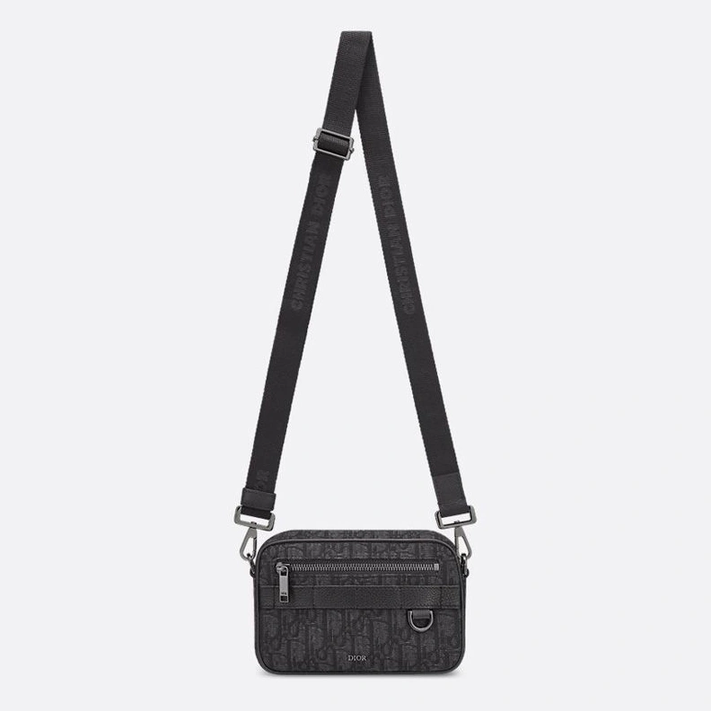 Trendy 4901 Mini Dior Safari Bag with Strap In Oblique Motif Canvas Black