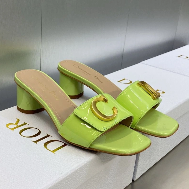 Trendy 5935 C'est Dior Slides Women Patent Leather Green