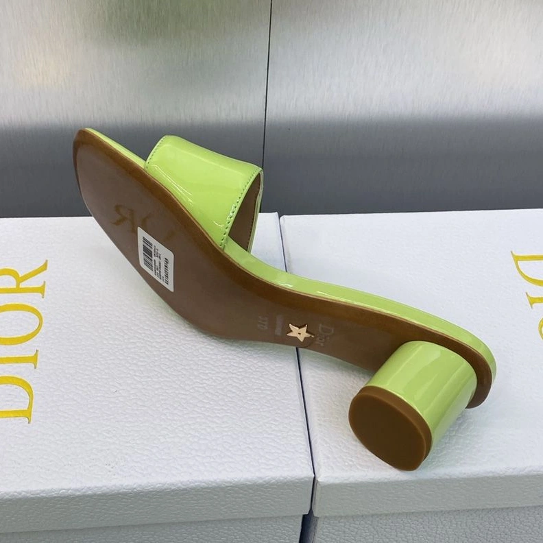 Trendy 5935 C'est Dior Slides Women Patent Leather Green